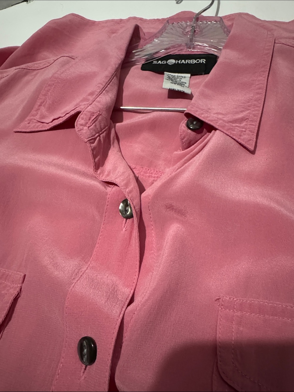 100% Silk Pink Summer Basic Blouse Beach